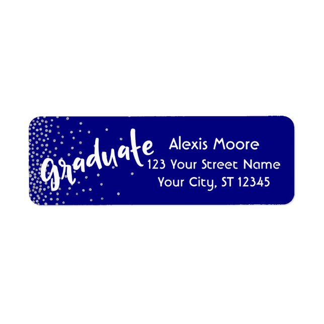 "Gradué" avec Confetti d'argent sur la marine (Devant)
