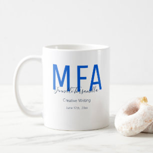 Gradué Bleu Date Nom Degré MFA Café Mug