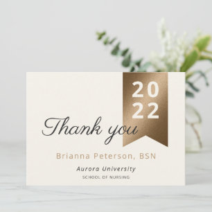 Gradué Gold Ivory Faux Foil Carte de remerciements