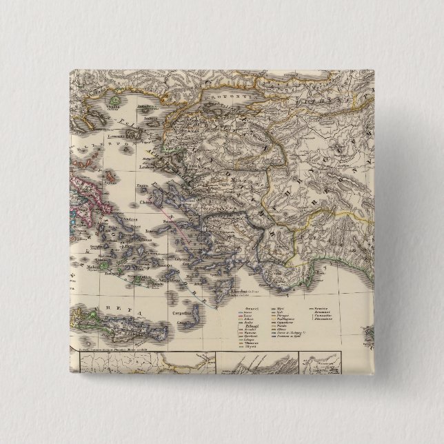 Graecia tempore migrationis doricae 2 inch square button (Front)