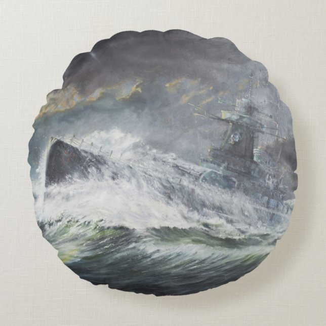 Graf Spee enters the Indian Ocean 3rd November Round Pillow (Front)