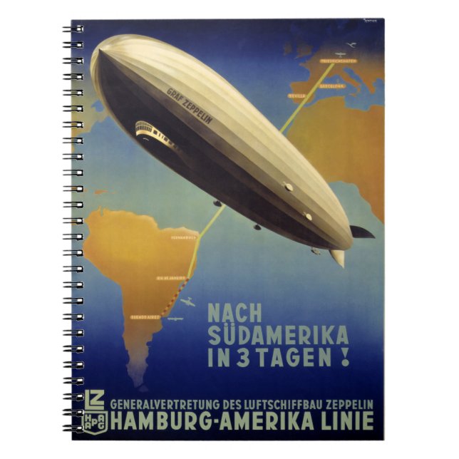 Graf Zeppelin Vintage Poster Restored Notebook (Front)