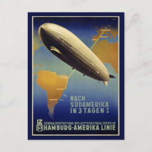 Graf Zeppelin Vintage Poster Restored Postcard