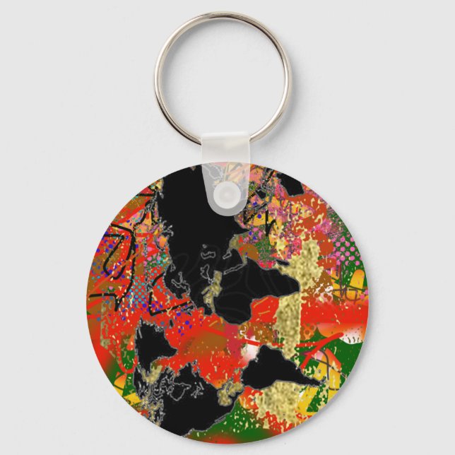 Graffited World Map Keychain (Front)