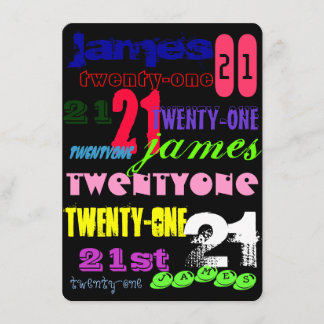 Graffiti 21st on Black Invitation