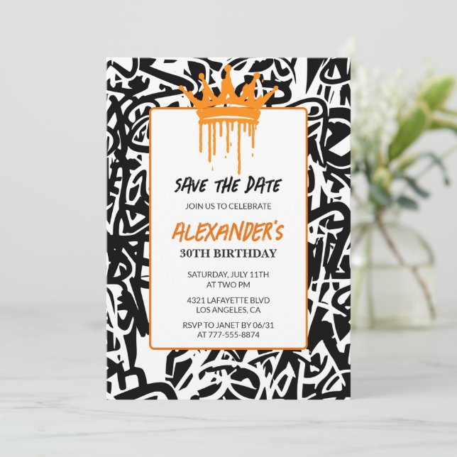Graffiti 30e anniversaire invitation Enregistrer l (Debout devant)