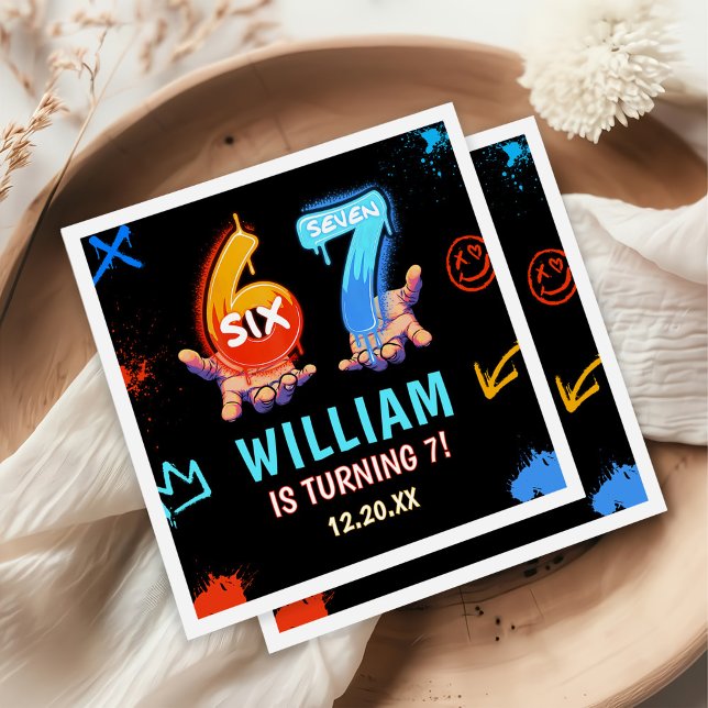 Graffiti 6 7 Meme Trend Six Seven Birthday Party Napkin (Creator Uploaded)