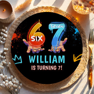 Graffiti 6 7 Meme Trend Six Seven Birthday Party Paper Plate
