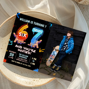 Graffiti 6 7 Meme Trend Six Seven Birthday Photo Invitation