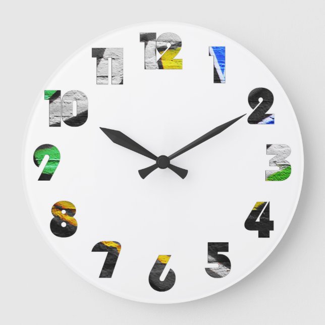 Graffiti 6 Number Overlay wccnm Large Clock (Front)