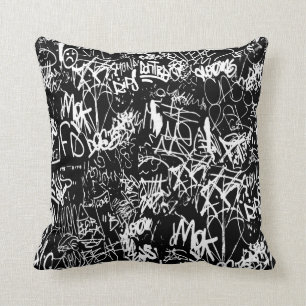 Graffiti Abstract Collage Print Pattern Throw Pillow
