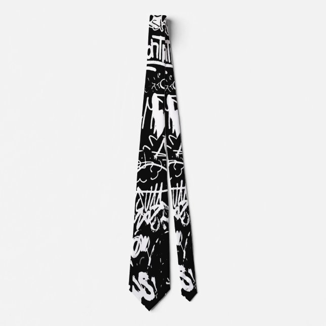 Graffiti Abstract Collage Print Pattern Tie (Front)