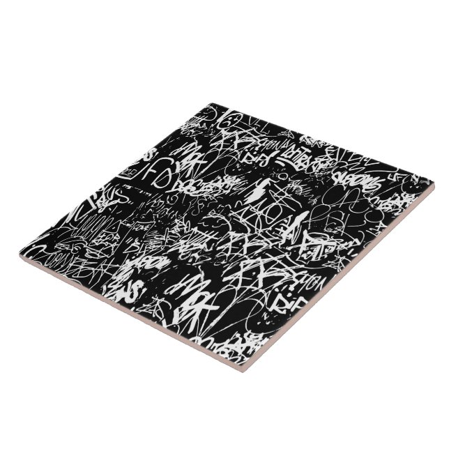 Graffiti Abstract Collage Print Pattern Tile (Side)