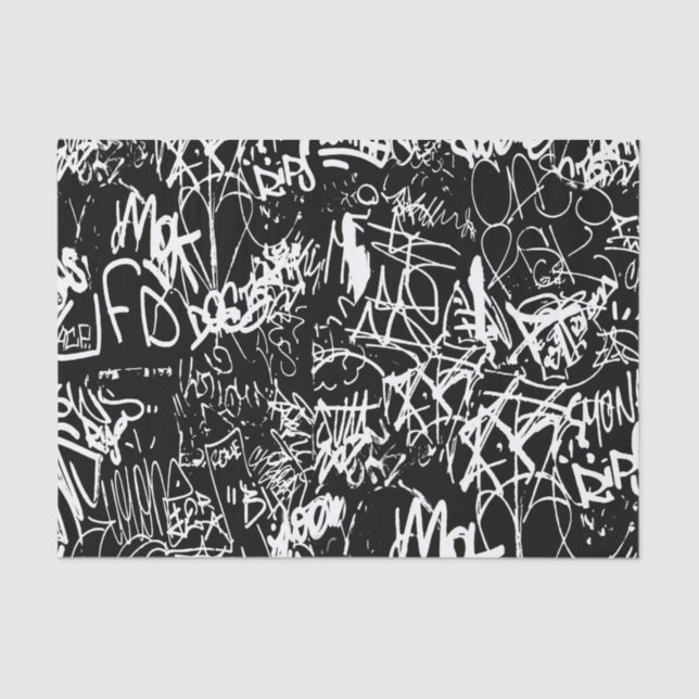 Graffiti Abstract Collage Print Pattern Tissue Paper (Front)
