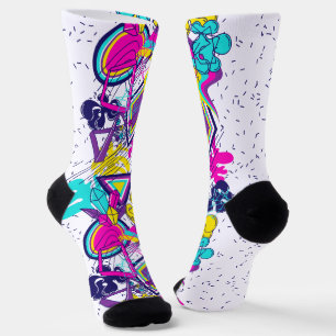 Graffiti abstract colourful pattern   active sport socks