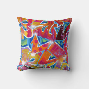 Graffiti Abstract Design Throw Pillow (Reds)
