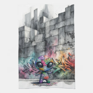 Graffiti Alien Kitchen Towel