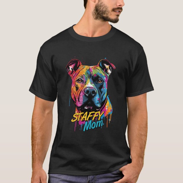 Graffiti American Staffordshire Terrier Mom Staffy T-Shirt (Front)