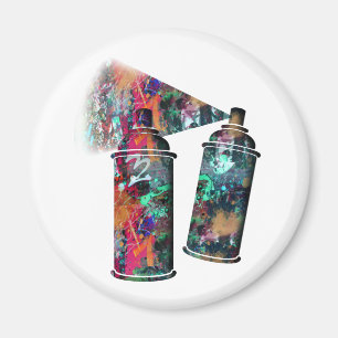 Graffiti and Paint Splatter Spray Cans Magnet