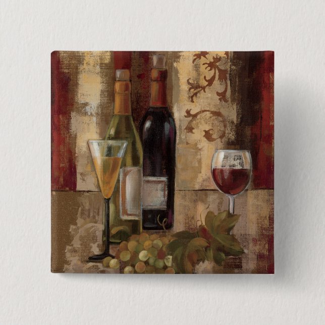 Graffiti and Wine 2 Inch Square Button (Front)