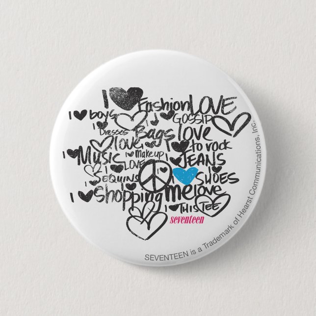 Graffiti Aqua 2 Inch Round Button (Front)