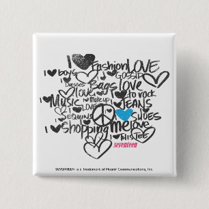 Graffiti Aqua 2 Inch Square Button