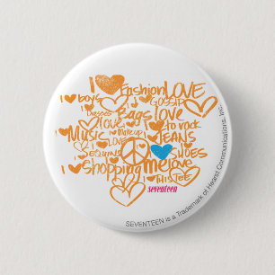 Graffiti Aqua/Orange 2 Inch Round Button
