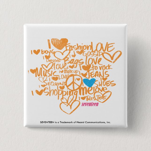 Graffiti Aqua/Orange 2 Inch Square Button (Front)
