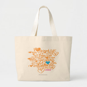 Graffiti Aqua/Orange Large Tote Bag