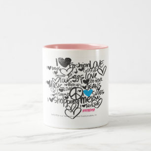 Graffiti Aqua Two-Tone Coffee Mug