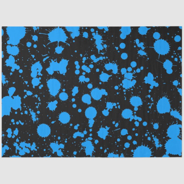 Graffiti Art Black and Blue 90s Splatter Paint Tissue Paper (Front)