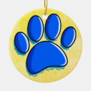Graffiti Art Dog Paw Print Ceramic Ornament