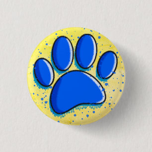 Graffiti Art Dog Paw Print Ink Splatter 1 Inch Round Button