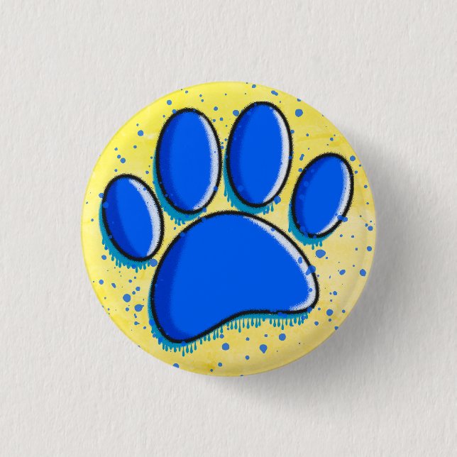 Graffiti Art Dog Paw Print Ink Splatter 1 Inch Round Button (Front)