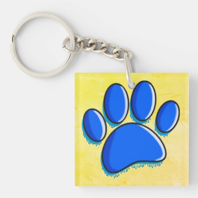Graffiti Art Dog Paw Print Keychain (Front)