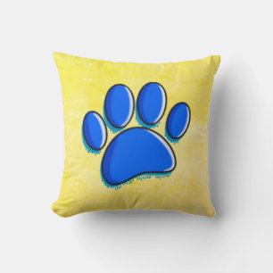 Graffiti Art Dog Paw Print Throw Pillow