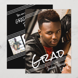 Graffiti Art Hand Lettered GRAD Photo Graduation Invitation