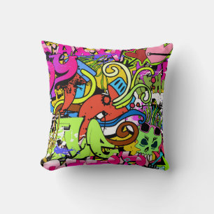 Graffiti Art: Hip-Hop Style Background Throw Pillow