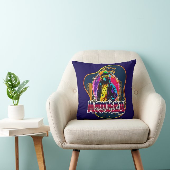 Graffiti Art Monkey Rap Hip Hop Print - Throw Pillow (Chair)