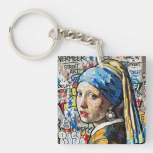 Graffiti art of world-famous paintings keychain