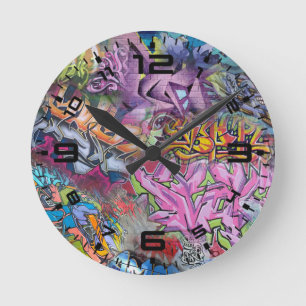 Graffiti art round clock