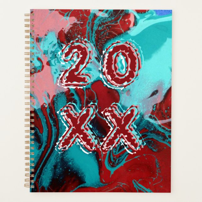 Graffiti Art Turquoise Pink Red Personalized Planner (Front)