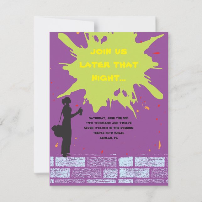 Graffiti Artist Bar Bat mitzvah Invitation Party C (Devant)