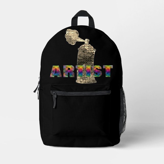 Graffiti Artist Colourful Spray Can Backpack (Front)