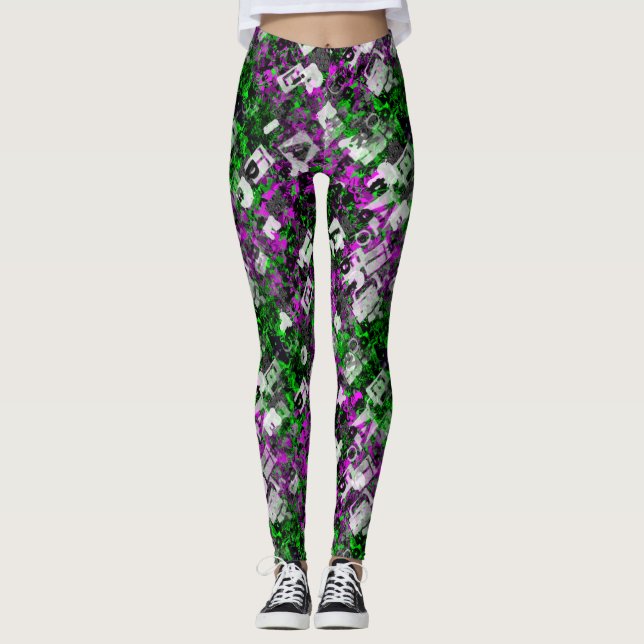 Graffiti Artist Paint Splash Splattered Edgy Rebel Leggings (Front)