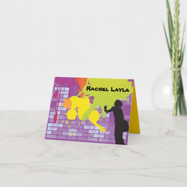 Graffiti Artiste Fille Bat mitzvah Carte de remerc (Devant)