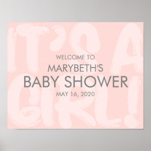 Graffiti Baby shower rose Affiche de bienvenue