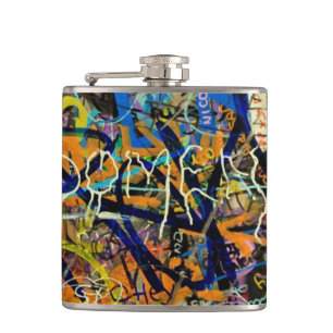 Graffiti Background Hip Flask