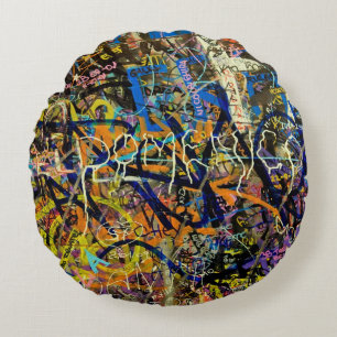 Graffiti Background Round Pillow
