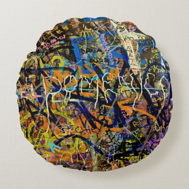 Graffiti Background Round Pillow (Front)